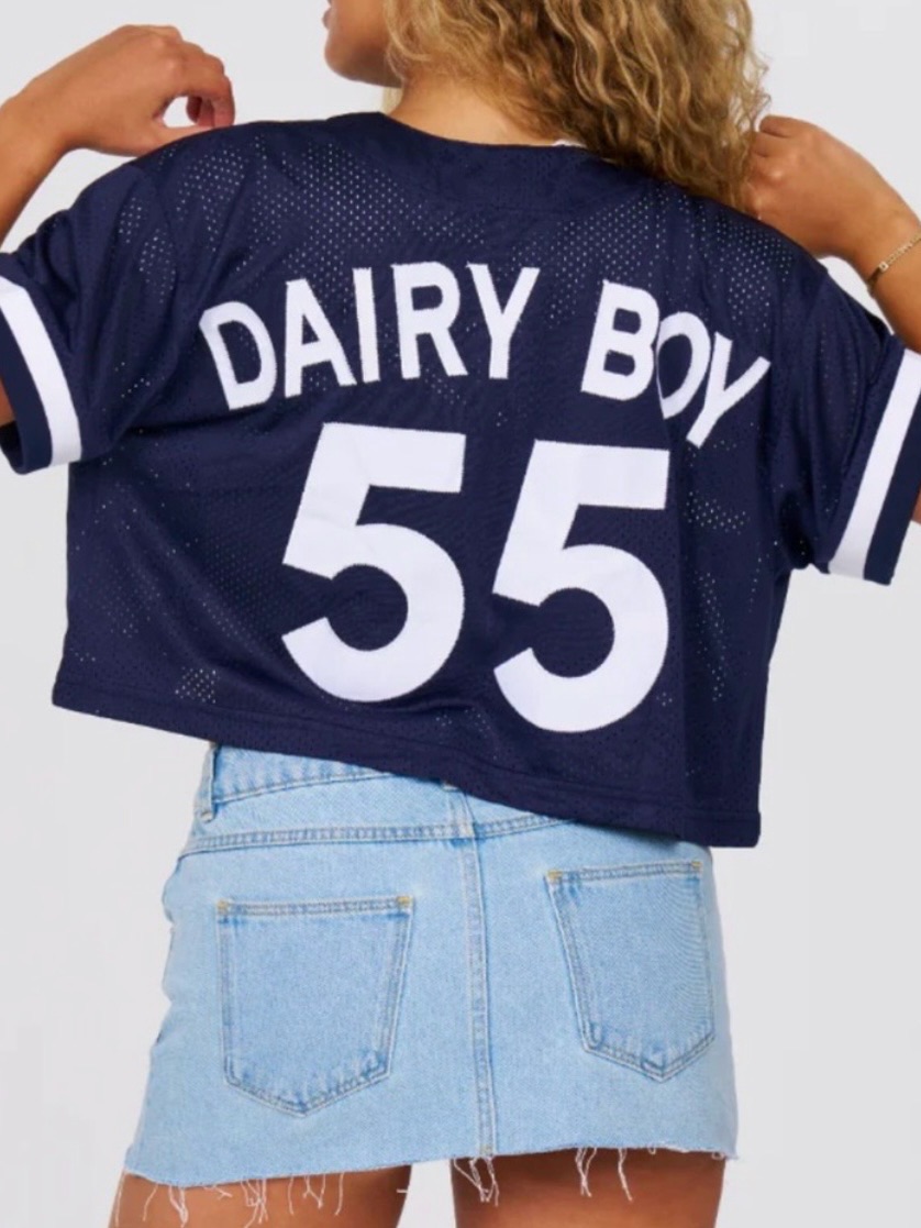 Nwt Dairy Boy Navy Homecoming Cropped Jersey Limited Edition Size Medium — image 2 of 8